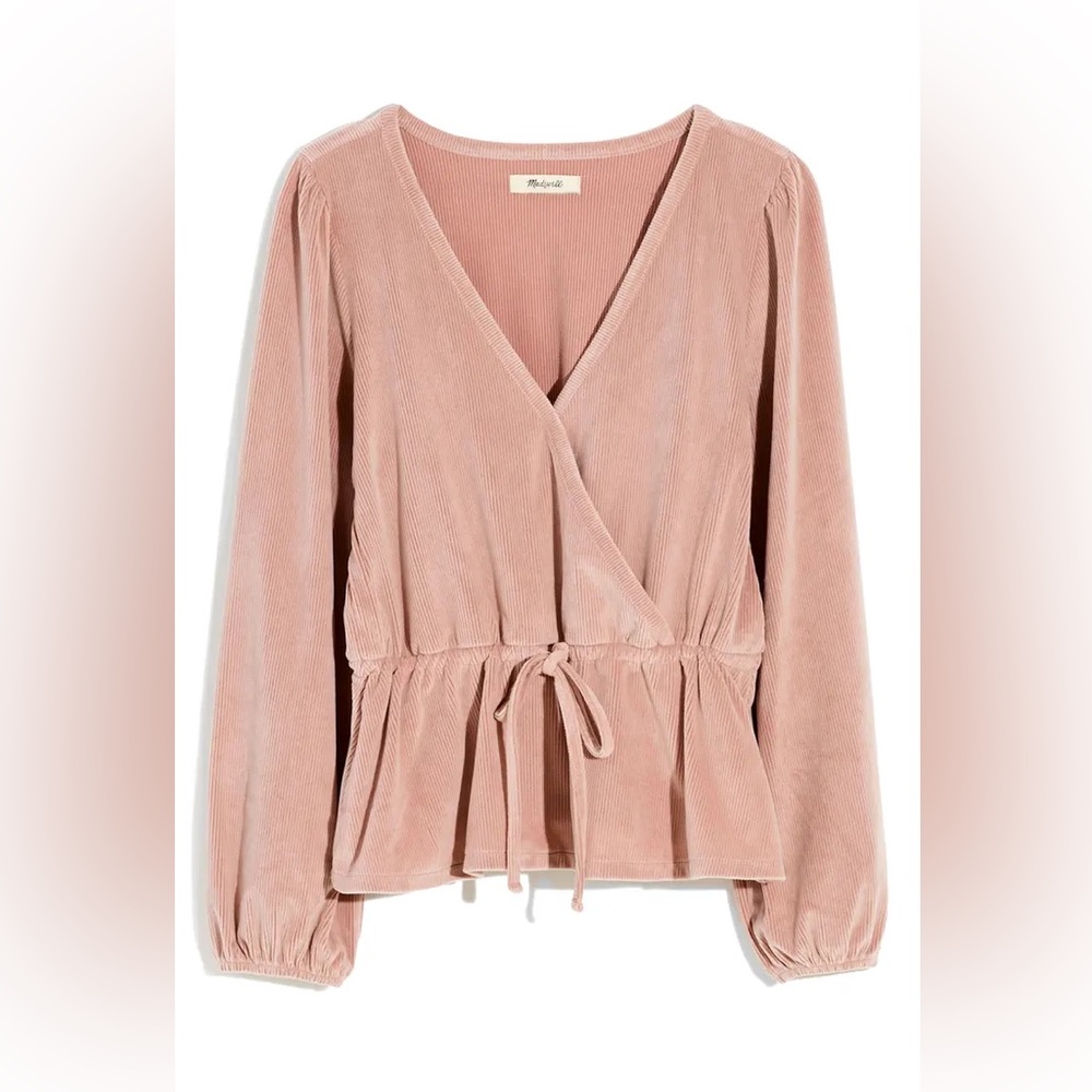 Madewell Corduroy tie-front wrap top